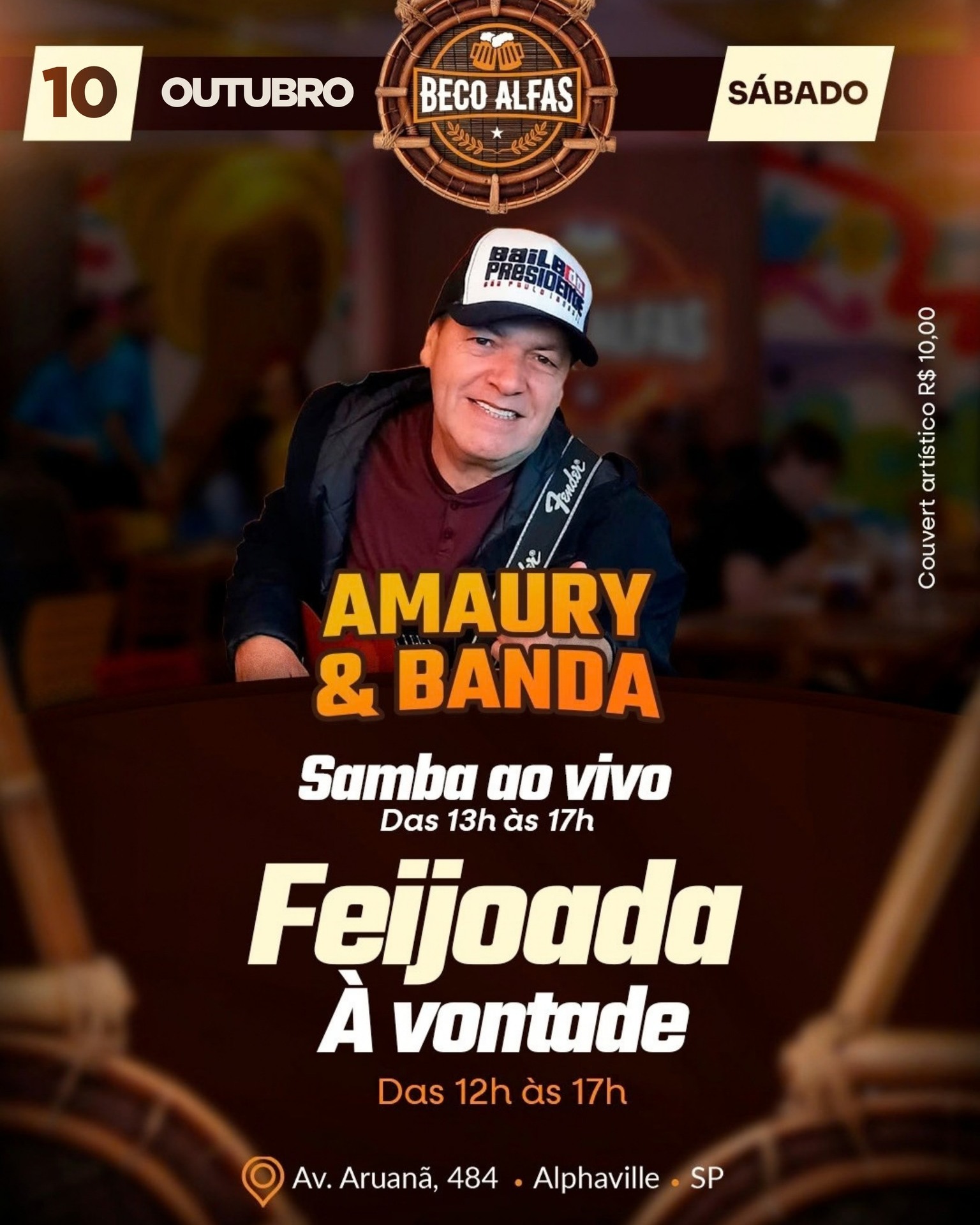 Feijoada à vontade com Samba ao vivo e Amaury & Banda