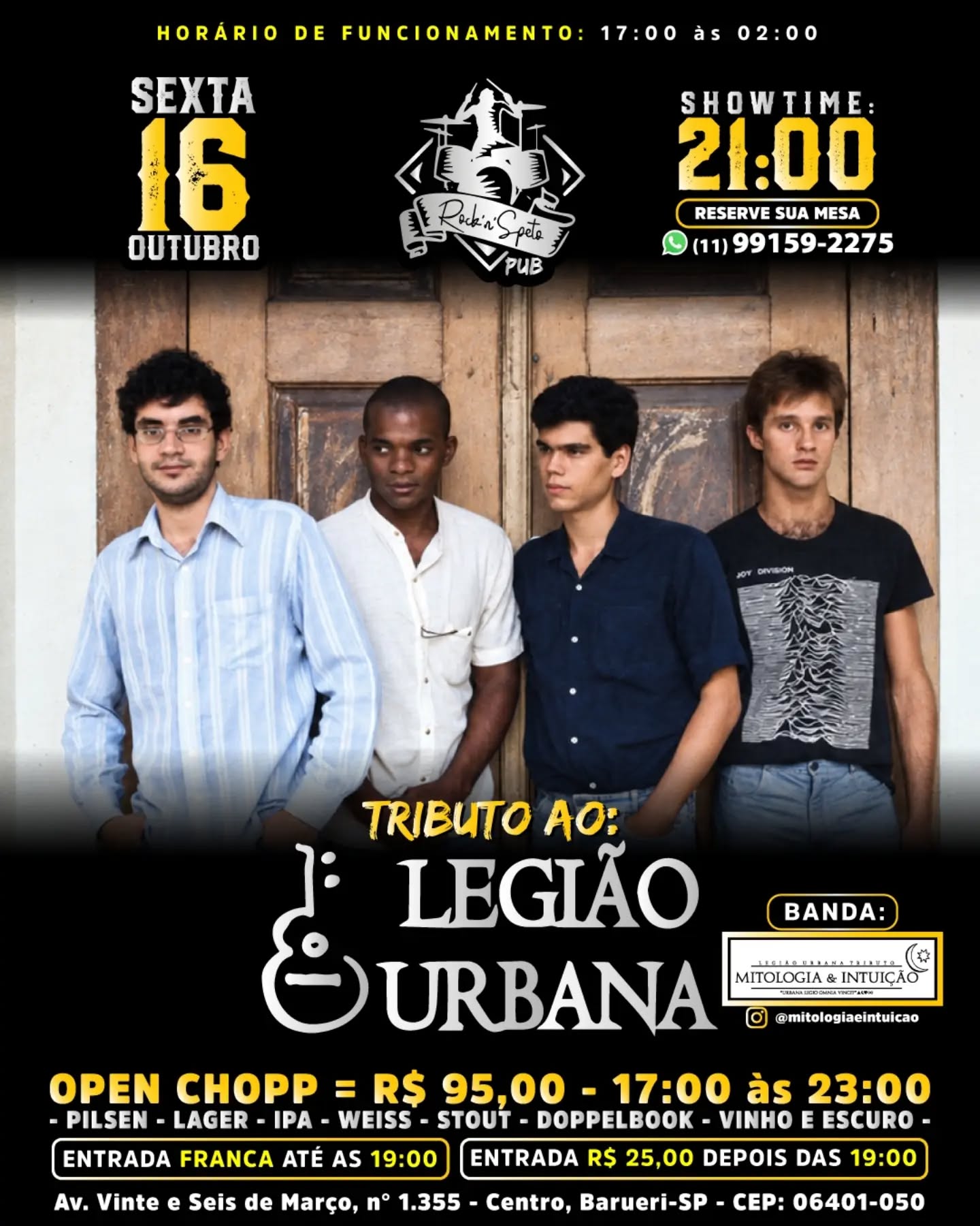 Tributo à Legião Urbana com Mitologia & Intuição