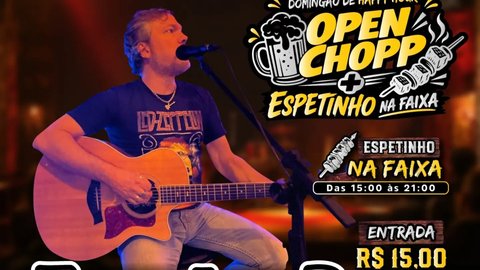 Domingo com Rock Acústico, Open Chopp e Espetinho na Faixa com Evandro Base
