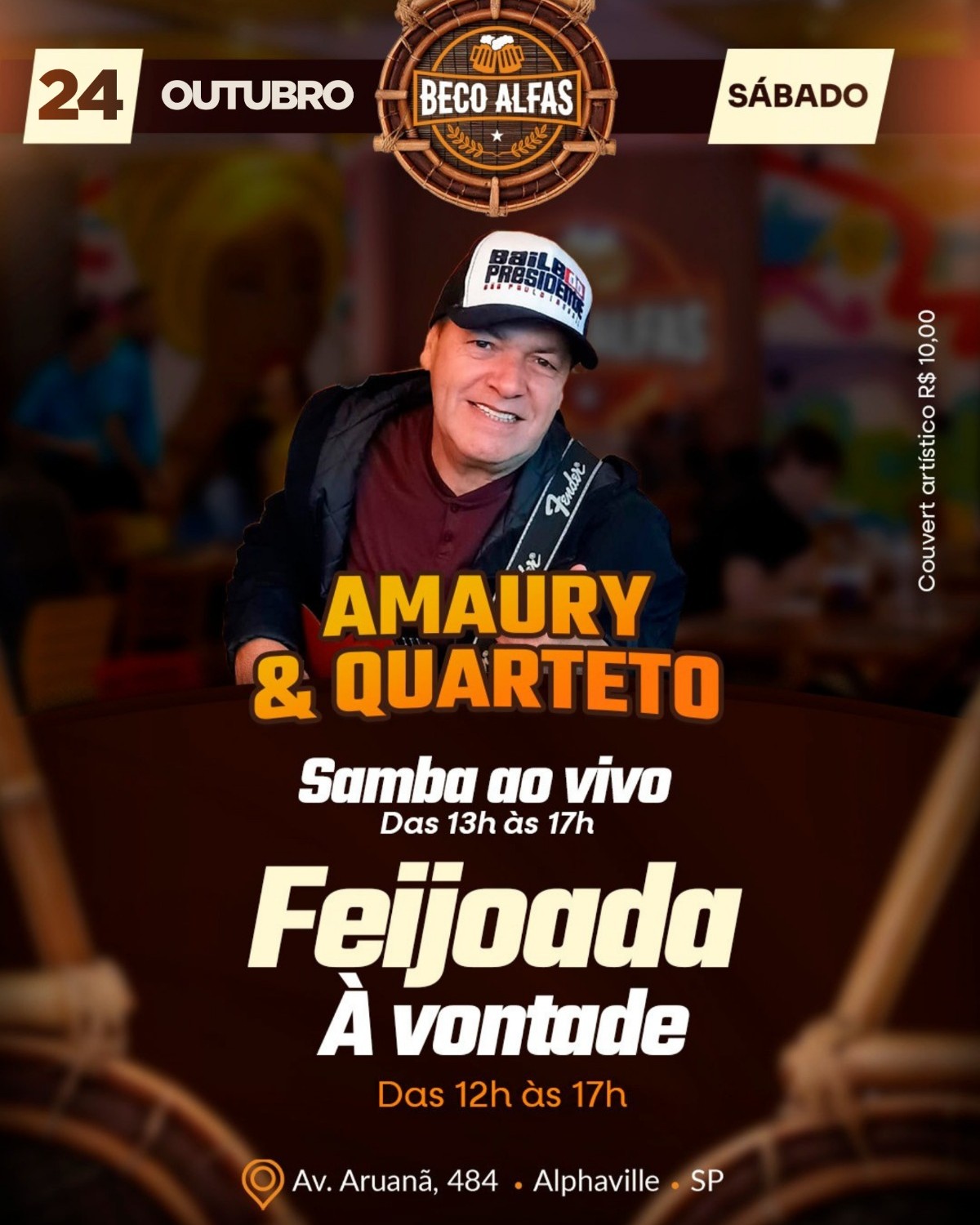 Feijoada à vontade com Samba ao vivo e Amaury & Quarteto