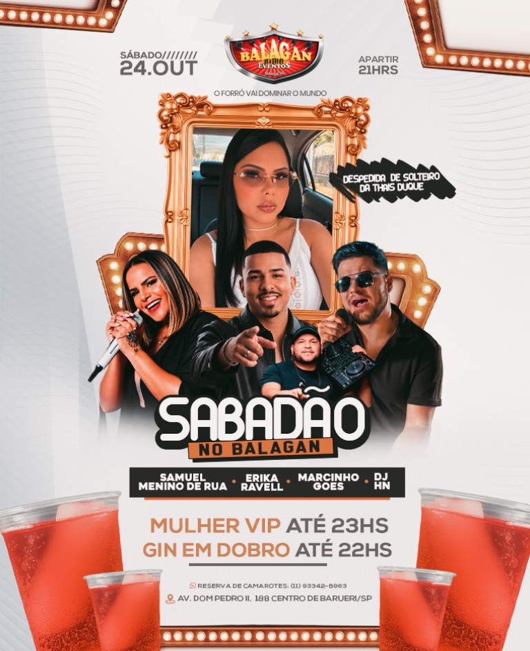 Sabadão no Balagan com Samuel Menino de Rua, Erika Ravell e Marcinho Goes